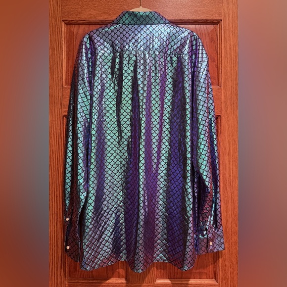 Oppo Men's Shimmering Fancy Fish Disco Button-Down Shirt Size 3xl, 18.7 Neck - Picture 3 of 16